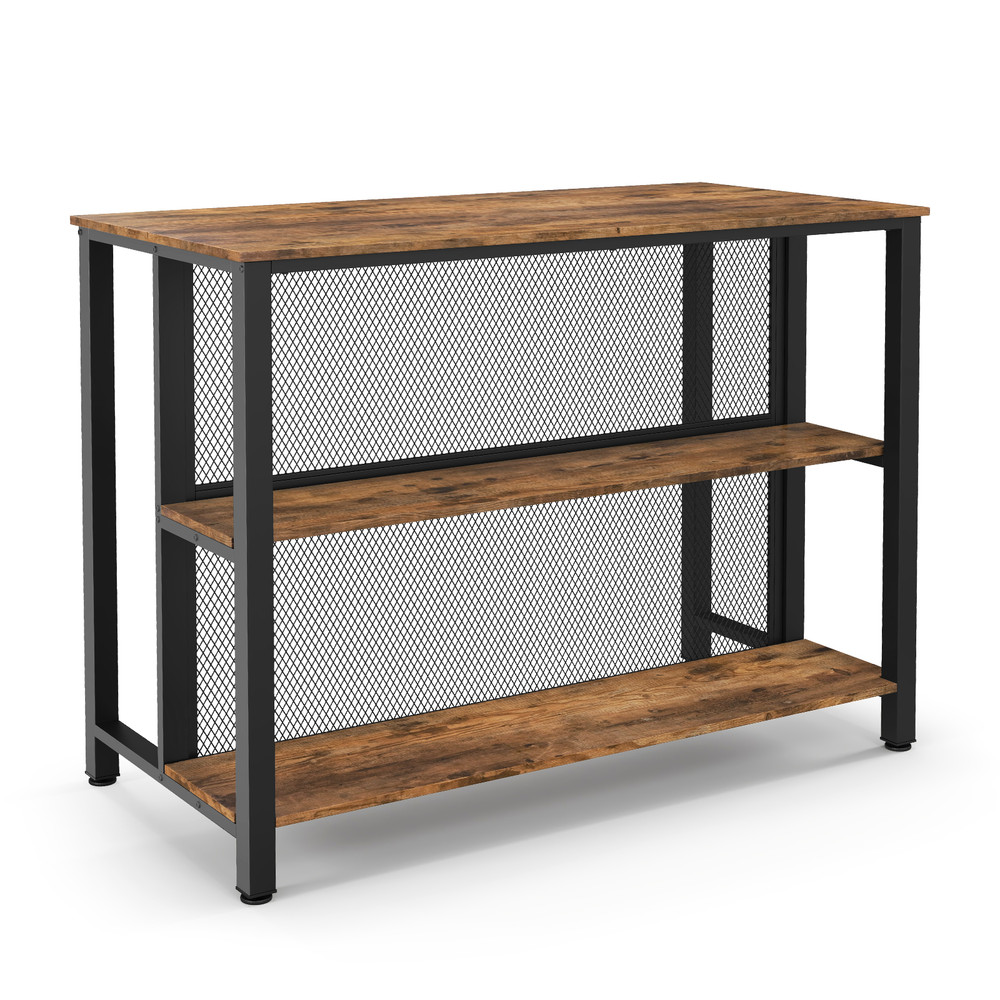 36 Inch 3Tier Bar Table With Storage  Metal Frame Adjustable Foot Pads For Dining Room  Kitchen 2