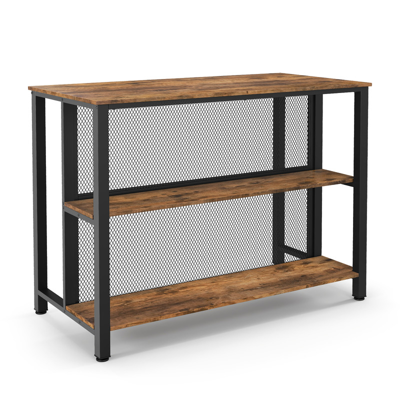 36 Inch 3Tier Bar Table With Storage  Metal Frame Adjustable Foot Pads For Dining Room  Kitchen 2