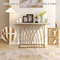 48 Inch Gold Console Table with White Faux Marble Tabletop – Glamorous Entryway & Sofa Table