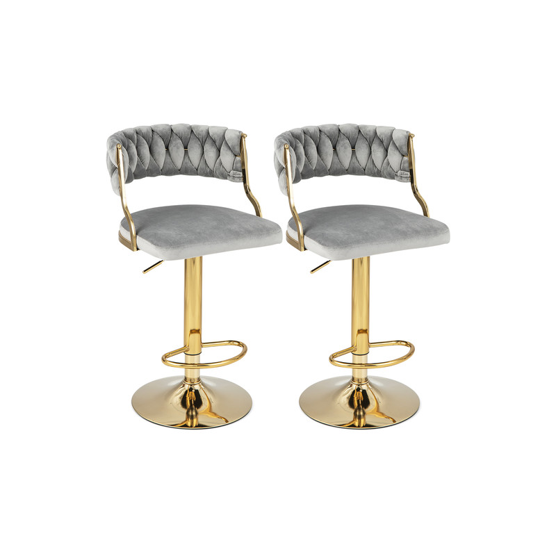Modern Swivel Barstool With Woven Back Adjustable Velvet Bar Chairs For Kitchen Island Breakfast Co 0