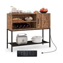multifunctional buffet sideboard coffee bar cabinet with usb ports & power outlets, vintage console table for kitchen