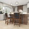 Woven Bar Stools With Faux PU Leather Straps Counter Height Stools With Wood Frame Curved Back And  1