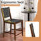 Woven Bar Stools With Faux PU Leather Straps Counter Height Stools With Wood Frame Curved Back And  3