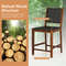 Woven Bar Stools With Faux PU Leather Straps Counter Height Stools With Wood Frame Curved Back And  5