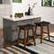 Faux PU Leather Bar Height Stools With Woven Curved Saddle Seat Stylish Counter Chairs With Footres 1