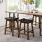 Faux PU Leather Bar Height Stools With Woven Curved Saddle Seat Stylish Counter Chairs With Footres 2