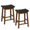 Faux PU Leather Bar Height Stools With Woven Curved Saddle Seat Stylish Counter Chairs With Footres 0