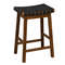 Faux PU Leather Bar Height Stools With Woven Curved Saddle Seat Stylish Counter Chairs With Footres 7