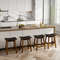 Faux PU Leather Bar Height Stools With Woven Curved Saddle Seat Stylish Counter Chairs With Footres 3