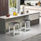 Modern Bar Stools Acacia Wood Frame With PU Leather Padded Seat Footrest Support For Kitchen Island 1