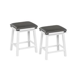 modern bar stools, acacia wood frame with pu leather padded seat, footrest support for kitchen, island, or dining bar