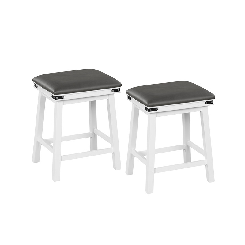 Modern Bar Stools Acacia Wood Frame With PU Leather Padded Seat Footrest Support For Kitchen Island 0