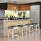 Modern Bar Stools Acacia Wood Frame With PU Leather Padded Seat Footrest Support For Kitchen Island 3
