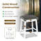 Modern Bar Stools Acacia Wood Frame With PU Leather Padded Seat Footrest Support For Kitchen Island 4