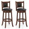Upholstered Bar Stools With Curved Backrest And Footrest Swivel Vintage Counter Stools For Kitchen  0
