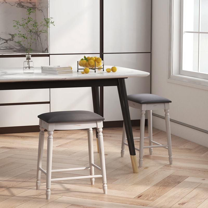 Bar Stools With Padded Seat Cushions And Solid Wood Legs Backless Counter Height Chairs For Kitchen 2
