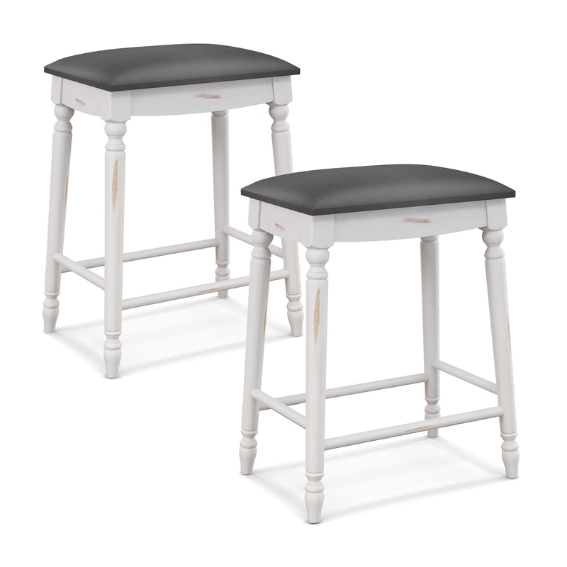 Bar Stools With Padded Seat Cushions And Solid Wood Legs Backless Counter Height Chairs For Kitchen 0