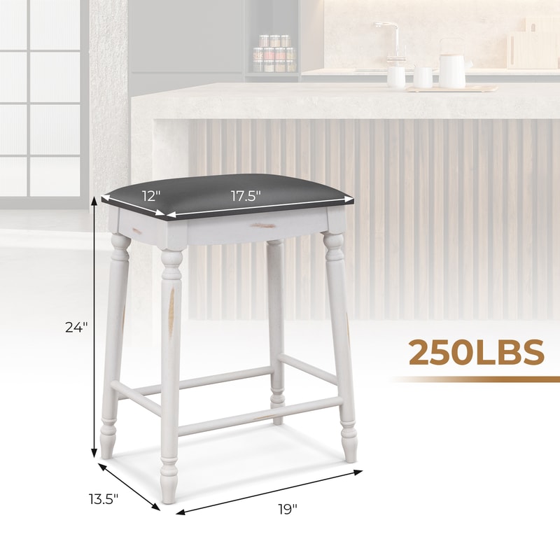 Bar Stools With Padded Seat Cushions And Solid Wood Legs Backless Counter Height Chairs For Kitchen 7