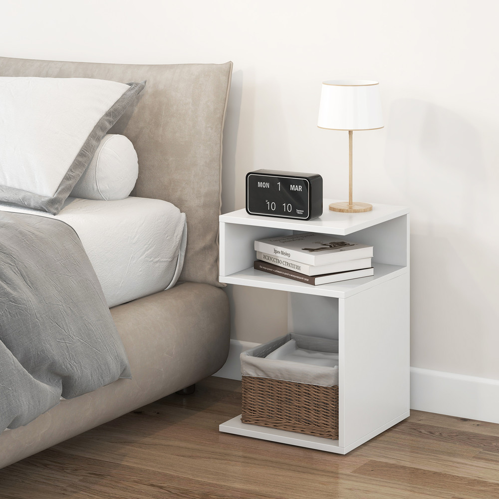 SShaped Side Table With Unique Frame And Dual Open Compartments Stylish Small End Table For Bedroom 2