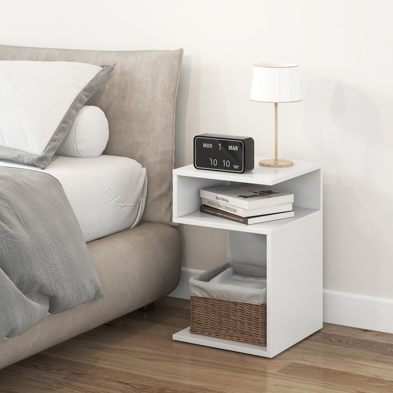 SShaped Side Table With Unique Frame And Dual Open Compartments Stylish Small End Table For Bedroom 2