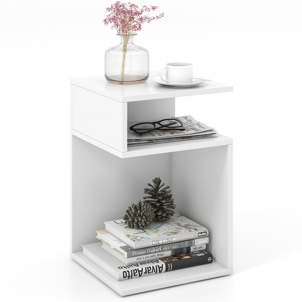 SShaped Side Table With Unique Frame And Dual Open Compartments Stylish Small End Table For Bedroom 7