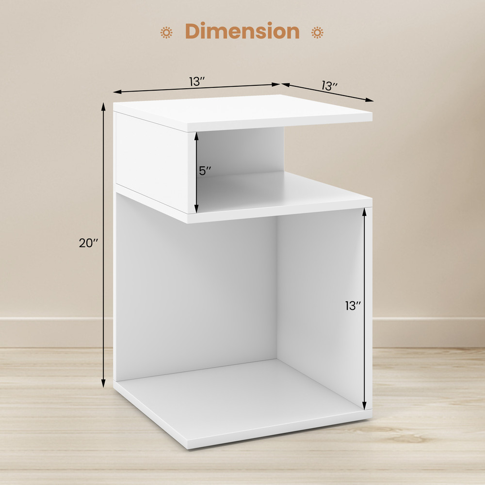 SShaped Side Table With Unique Frame And Dual Open Compartments Stylish Small End Table For Bedroom 6