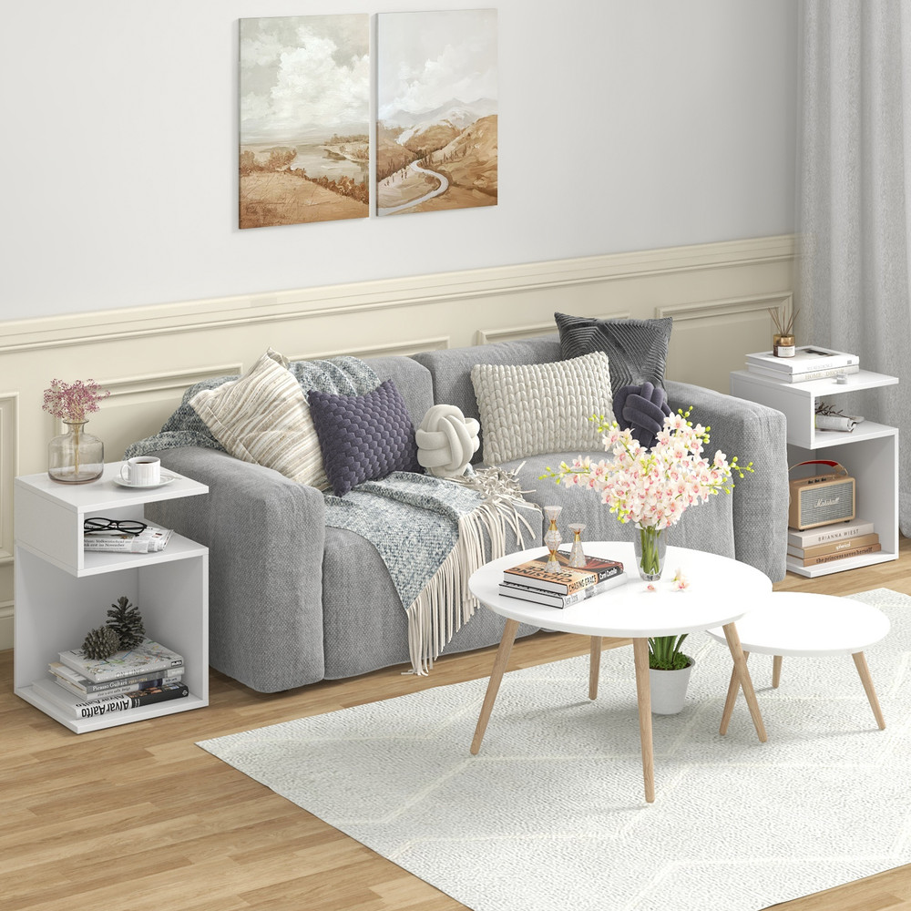 SShaped Side Table With Unique Frame And Dual Open Compartments Stylish Small End Table For Bedroom 3