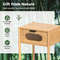 Natural Bamboo Nightstand Square Tall End Table With Glass Decorated Drawer Elegant And SpaceSaving 5