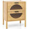 Modern Bamboo Nightstand With Storage Drawers And Reeded Tempered Glass Sustainable Bedside Table F 0