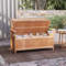 Outdoor Patio Wood Storage Bench With Slatted Backrest DualPurpose Garden Seat  Storage Chest For C 2