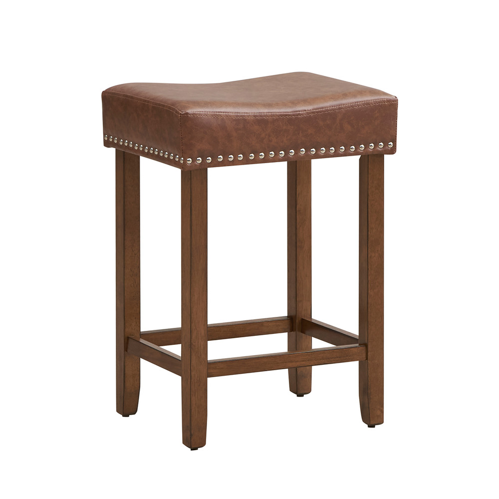 24 Inch Upholstered PU Leather Bar Stools Set Of 2 Comfortable  Stylish Counter Height Stools 5