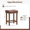 24 Inch Upholstered PU Leather Bar Stools Set Of 2 Comfortable  Stylish Counter Height Stools 3