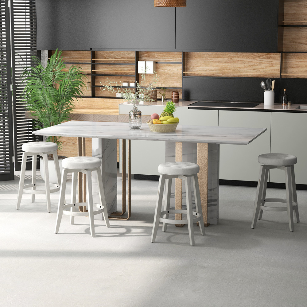 360Degree Swivel Bar Stools Set Of 2 Upholstered Rubberwood Frame With Footrest  300lb Capacity Cou 1