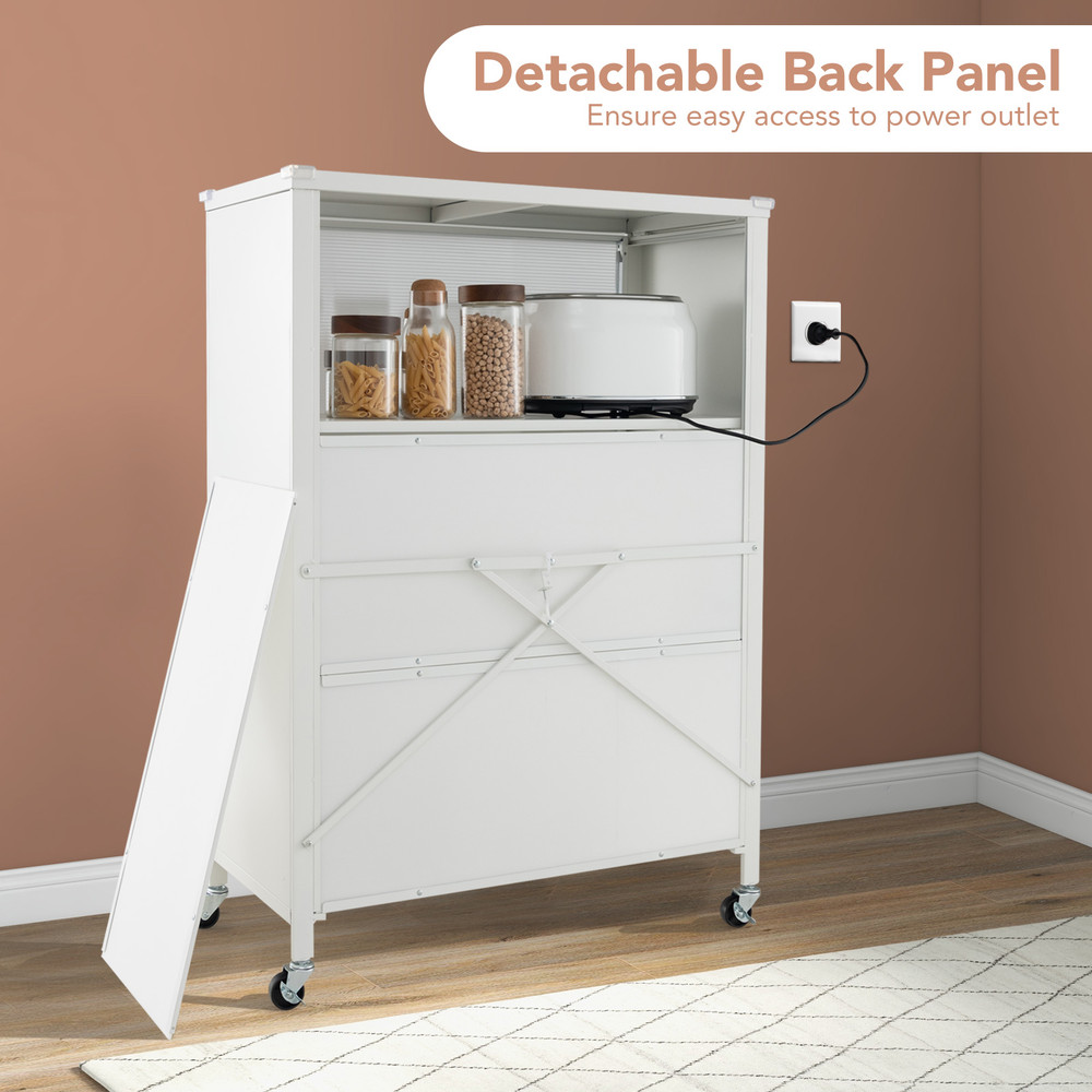 Industrial Kitchen Bakers Rack 4Tier Organizer With FlipUp Doors Lockable Wheels  Foldable Design 3