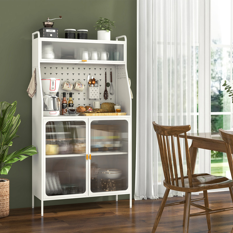 Industrial 5Tier Metal Bakers Rack Features Seethrough Flipup Door Pegboard  AntiTip Design For Max 0