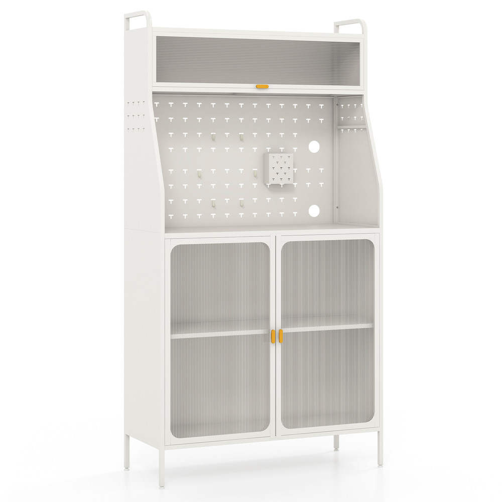 Industrial 5Tier Metal Bakers Rack Features Seethrough Flipup Door Pegboard  AntiTip Design For Max 6