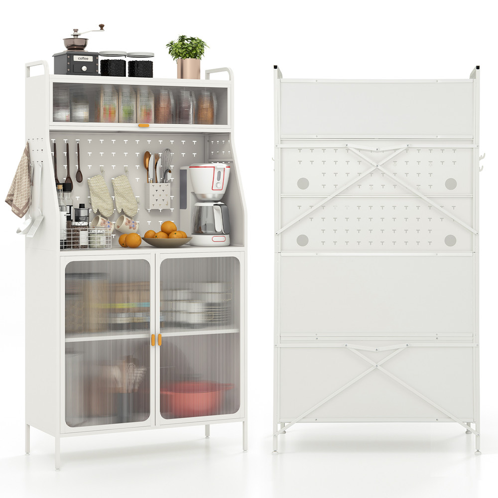 Industrial 5Tier Metal Bakers Rack Features Seethrough Flipup Door Pegboard  AntiTip Design For Max 7