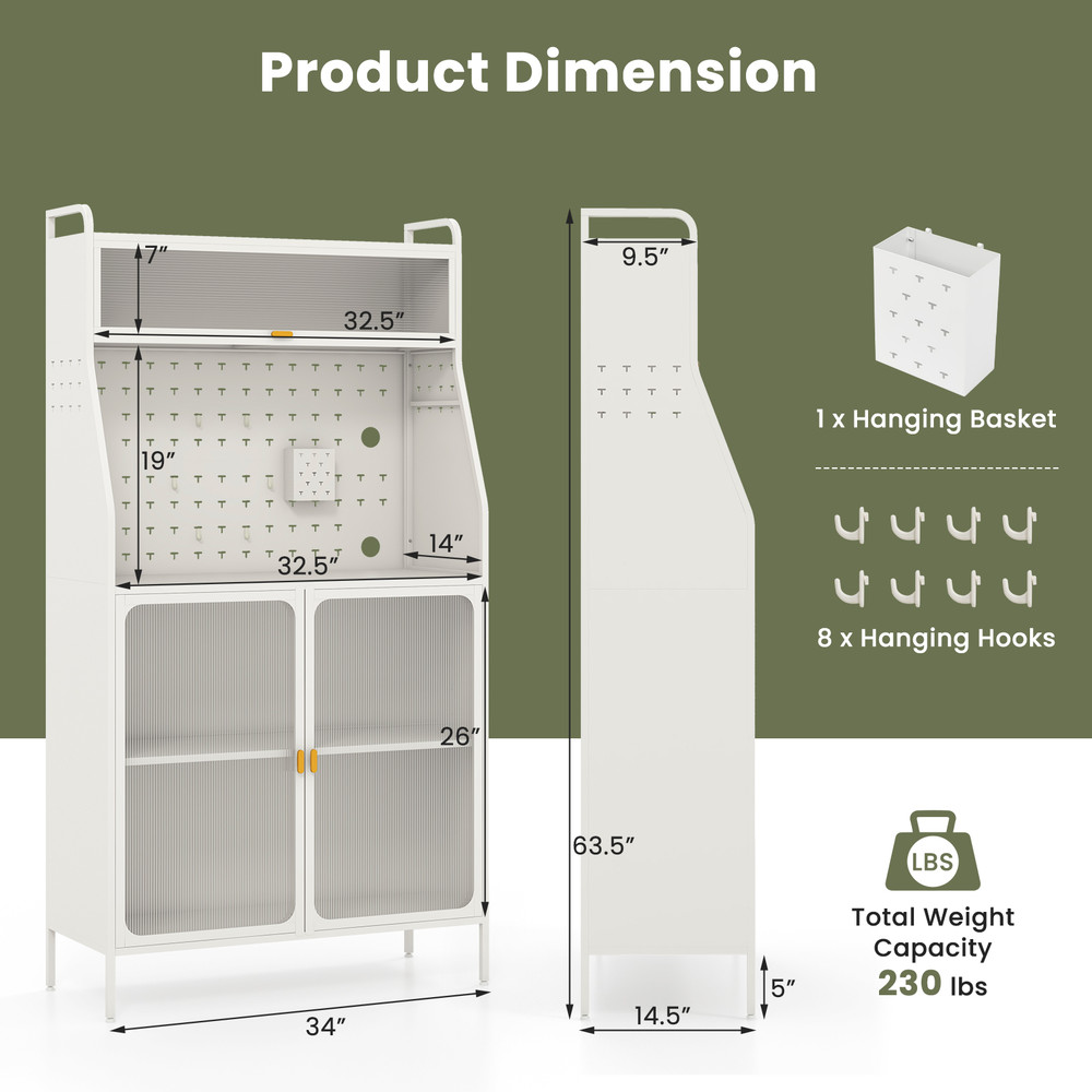Industrial 5Tier Metal Bakers Rack Features Seethrough Flipup Door Pegboard  AntiTip Design For Max 5
