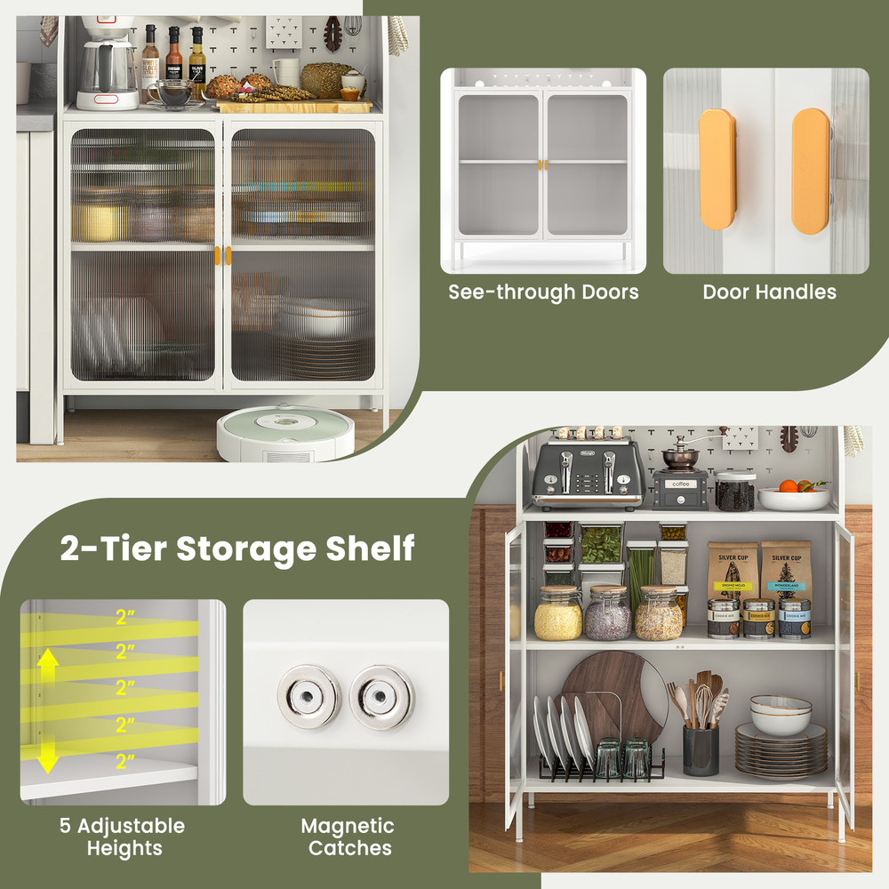 Industrial 5Tier Metal Bakers Rack Features Seethrough Flipup Door Pegboard  AntiTip Design For Max 3
