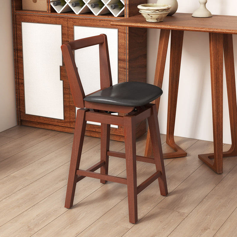PU Leather Swivel Stool With Backrest Ergonomic Cushioned Seat 355 Lb Capacity  AntiSlip Base 1