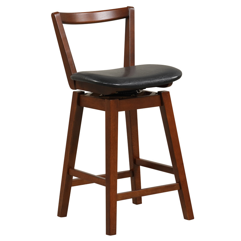 PU Leather Swivel Stool With Backrest Ergonomic Cushioned Seat 355 Lb Capacity  AntiSlip Base 7