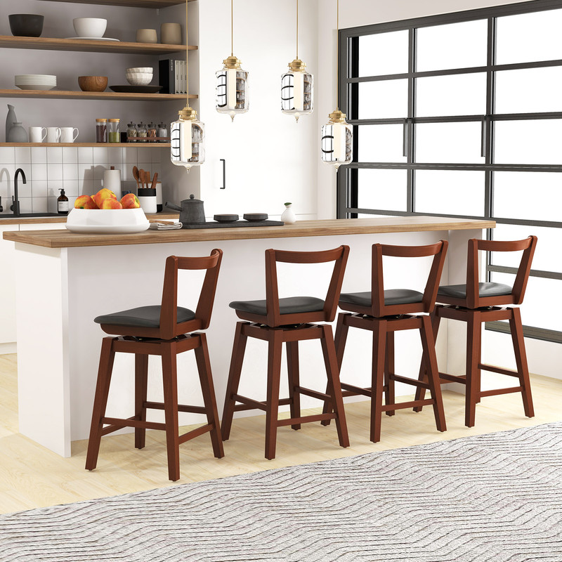 PU Leather Swivel Stool With Backrest Ergonomic Cushioned Seat 355 Lb Capacity  AntiSlip Base 3