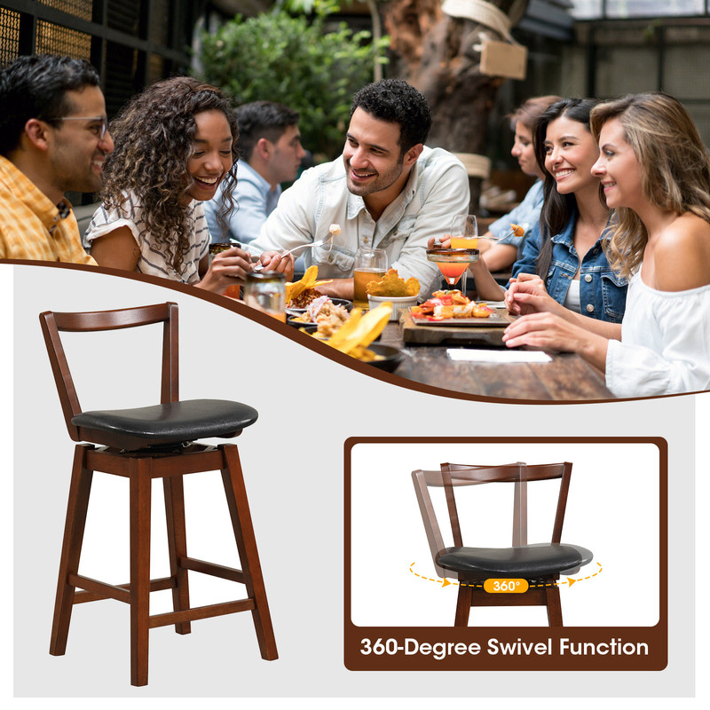 PU Leather Swivel Stool With Backrest Ergonomic Cushioned Seat 355 Lb Capacity  AntiSlip Base 5