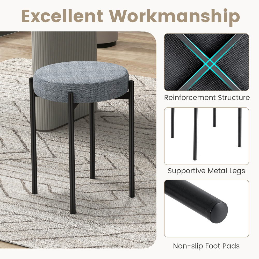 Bar Stools Set Of 4 Upholstered Kitchen Island Stools With Sturdy Foot Pads 3