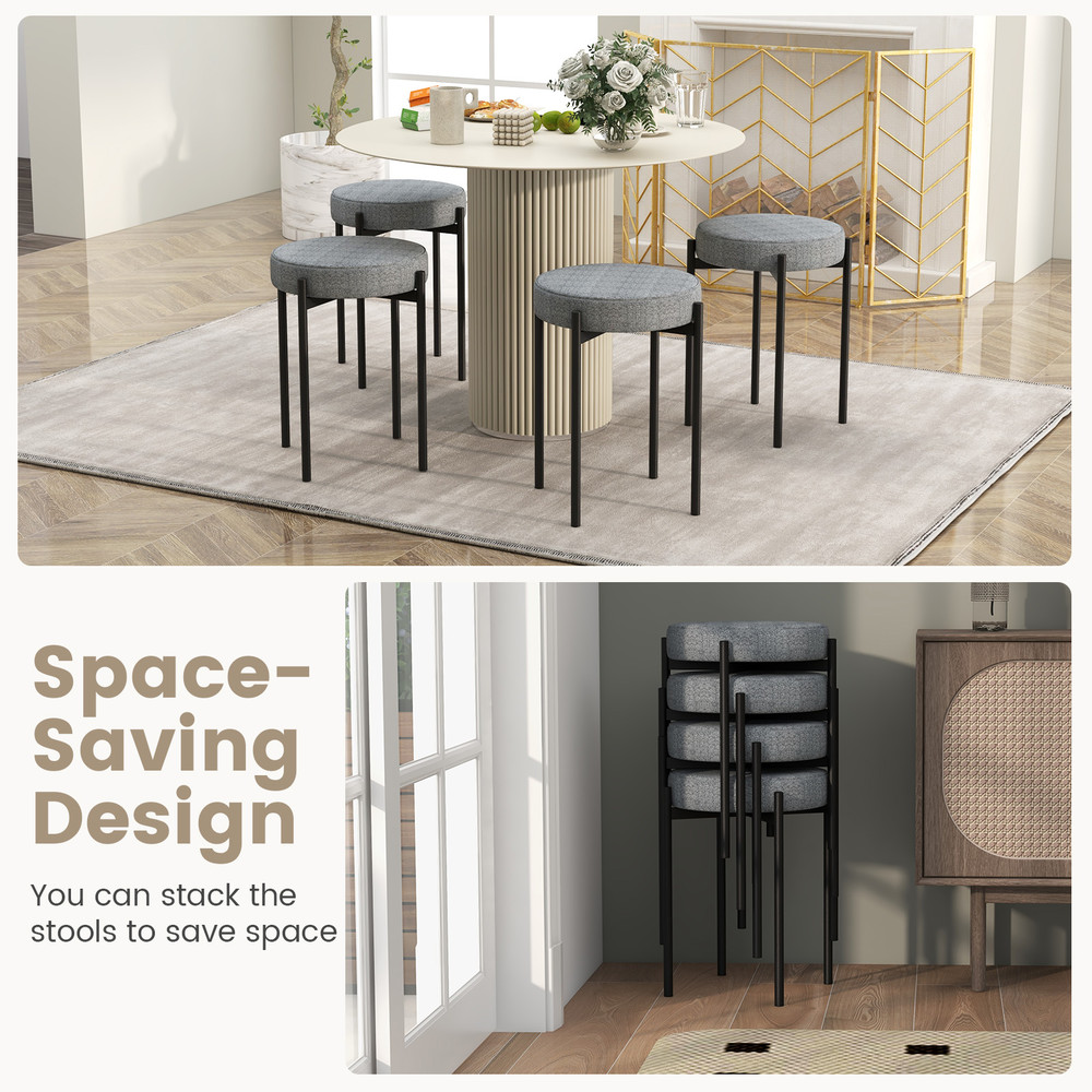 Bar Stools Set Of 4 Upholstered Kitchen Island Stools With Sturdy Foot Pads 4