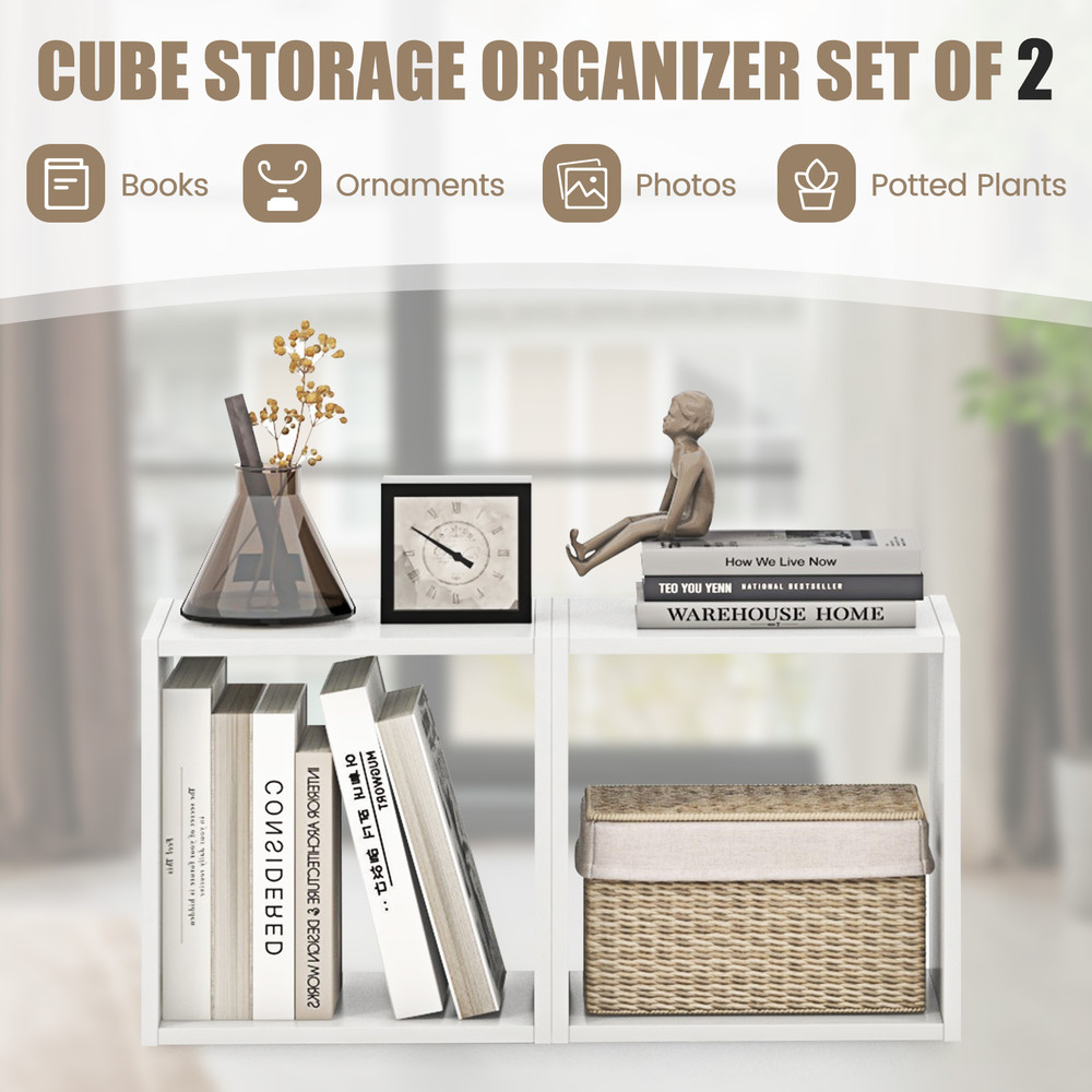 Cube Storage Organizer Set Of 2 Modular Shelves For Living Room Bedroom  Study 2