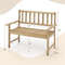 Outdoor Indonesia Teak Wood Garden Bench 2Person Patio Bench With Backrest  Armrests 5