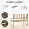 Outdoor Indonesia Teak Wood Garden Bench 2Person Patio Bench With Backrest  Armrests 4