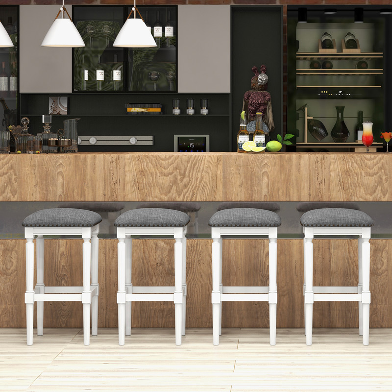 Versatile Saddle Stool Set 3 Adjustable Heights Footrests  Cushioned Seats For Kitchen  Bar 4