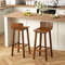 Solid Wood Bar Stools Set With Curved Seat  Back Rustic Counter Height Chairs For Kitchen Bar Or Co 1